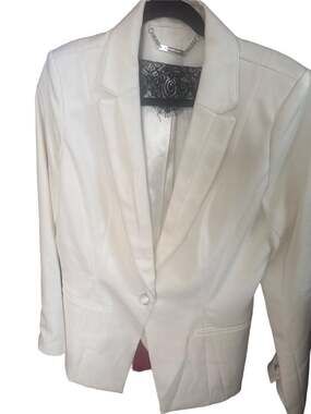White House Black Market White Blazer Jacket Size 14